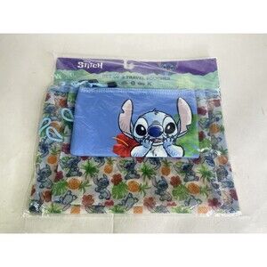 Disney Lilo and Stitch Travel Pouch Bag Set of 3 For Toiletries Cosmetics NEW